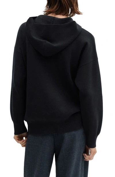 Mango Asymmetric Mock Neck Off The Shoulder Sweater In Black