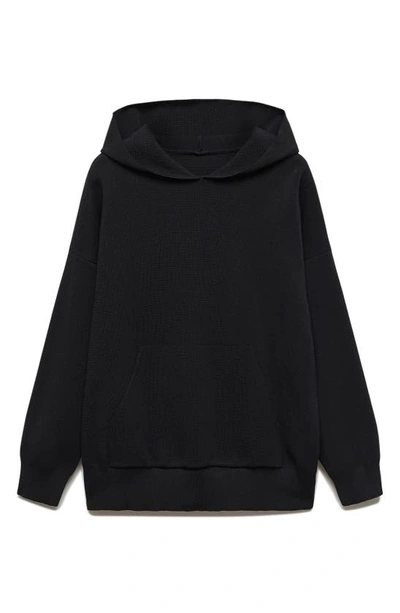 Mango Asymmetric Mock Neck Off The Shoulder Sweater In Black