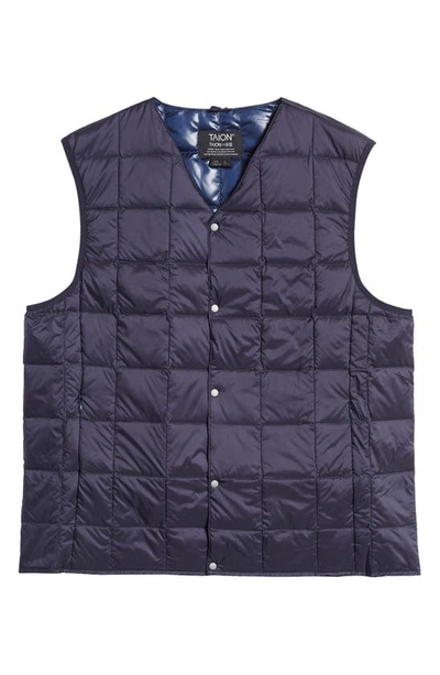 Shop Taion Quilted Packable Water Repellent 800 Fill Power Down Vest In Navy