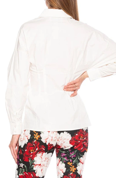 Alexia Admor Calliope Fitted Long Sleeve Button-up Shirt In White
