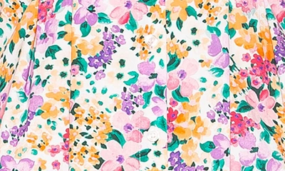 Alexia Admor Calliope Fitted Long Sleeve Button-up Shirt In White/ Purple Floral Multi