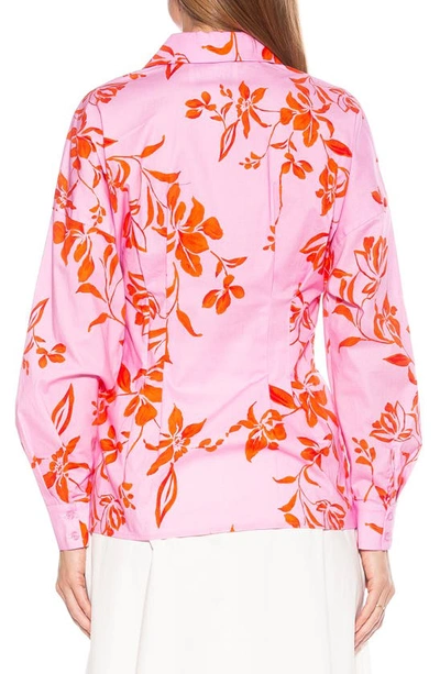 Shop Alexia Admor Calliope Fitted Long Sleeve Button-up Shirt In Pink Floral