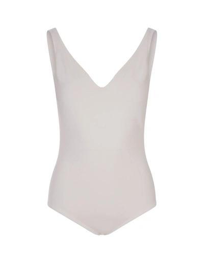 Shop Alexander Mcqueen Body Top With Perforated Stripes In White