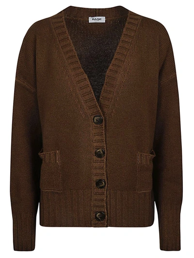 Shop Base Wool V-necked Cardigan In Brown