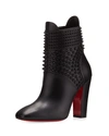 CHRISTIAN LOUBOUTIN PRAGUOISE STUDDED RED SOLE ANKLE BOOT, BLACK