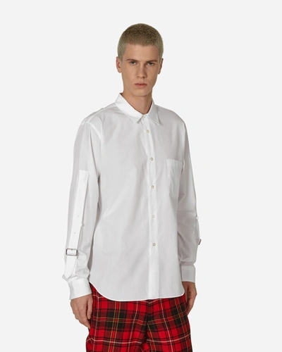 Shop Comme Des Garcons Black Buckle Detail Longsleeve Shirt In White