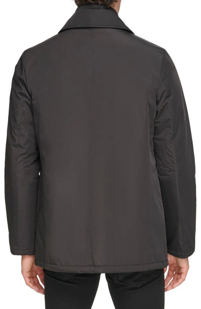 Kenneth Cole Water Resistant Double Breasted Bib Coat In Black