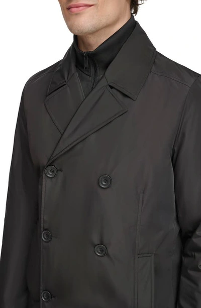 Kenneth Cole Water Resistant Double Breasted Bib Coat In Black
