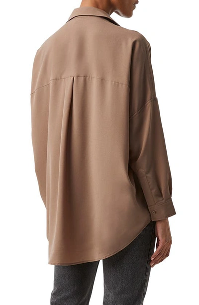 Shop French Connection Rhodes Crepe Popover Shirt In Mocha Mousse