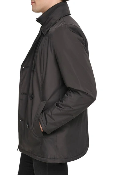 Kenneth Cole Water Resistant Double Breasted Bib Coat In Black