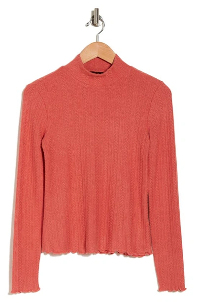 Shop Truth Mock Neck Long Sleeve Top In Apricot Melon