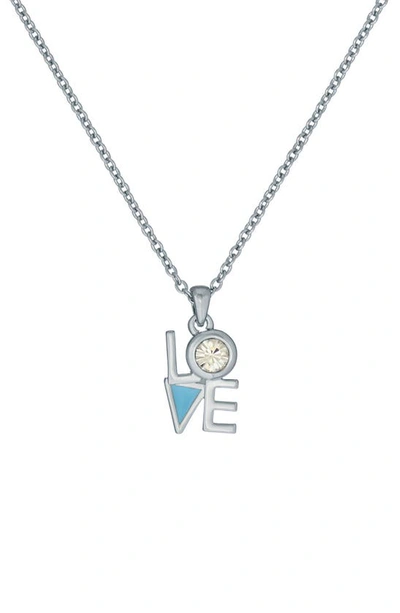 Shop Ted Baker Love Pendant Necklace In Silver/ Baby Blue