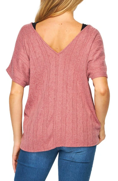 Bluegrey Double V-neck Knit Top In Mulberry