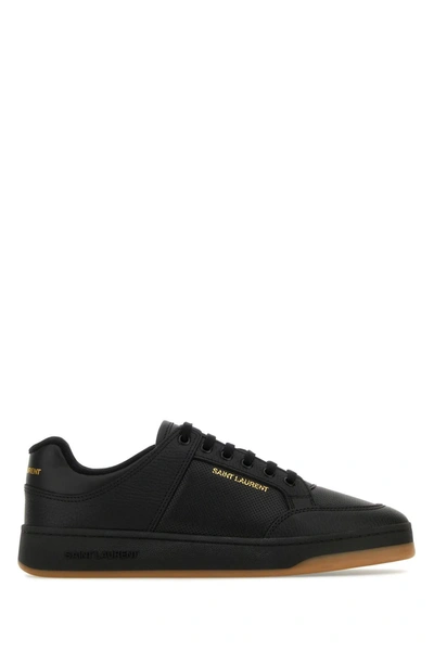 Shop Saint Laurent Black Leather Sneakers In Nero