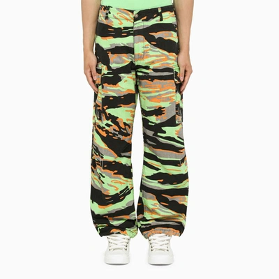 Shop Erl Multicolored Cargo Trousers In In Green