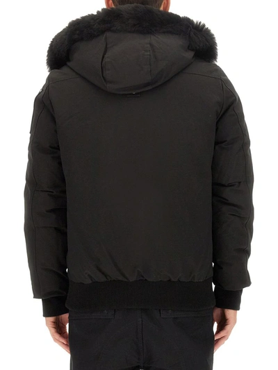 Shop Moose Knuckles Down Jacket With Hood In Black