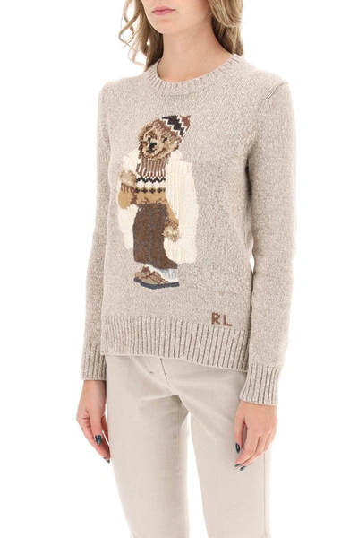 Shop Polo Ralph Lauren Polo Bear Crew-neck Sweater In Beige