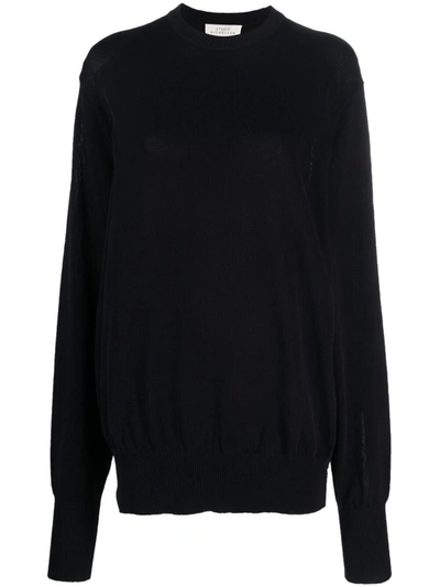 Shop Studio Nicholson Oversized Crew Neck Clothing In Blue