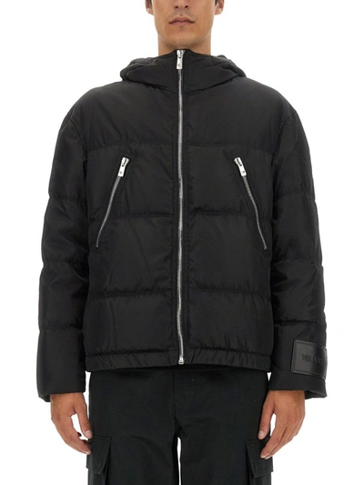 Versace Zip-detail Puffer Jacket In Black