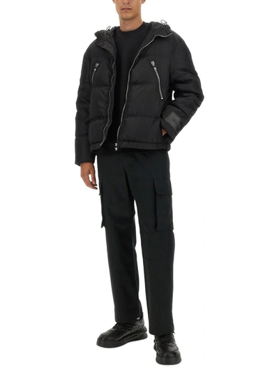 Versace Zip-detail Puffer Jacket In Black