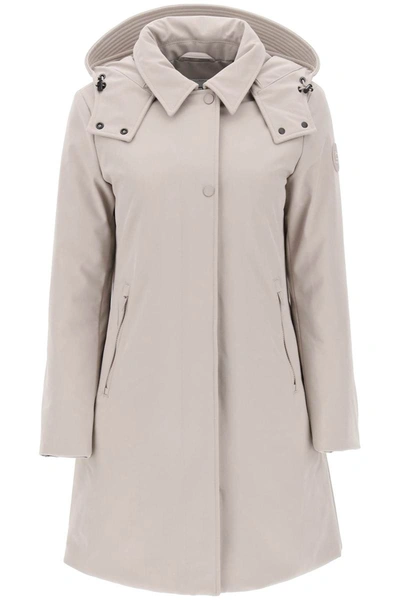 Shop Woolrich Firth Softshell Down Parka With Detachable Hood In Beige