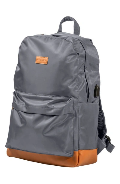 Champs Water Resistant Nylon Backpack In Grey