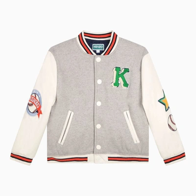 Shop Kenzo Bomber Jacket With Patches In Grey