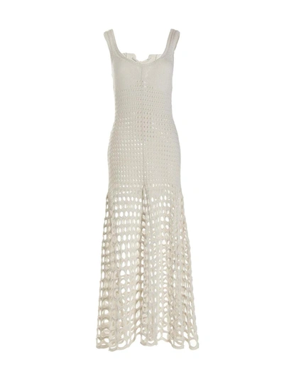 Shop Chloé Macramé Dress In White