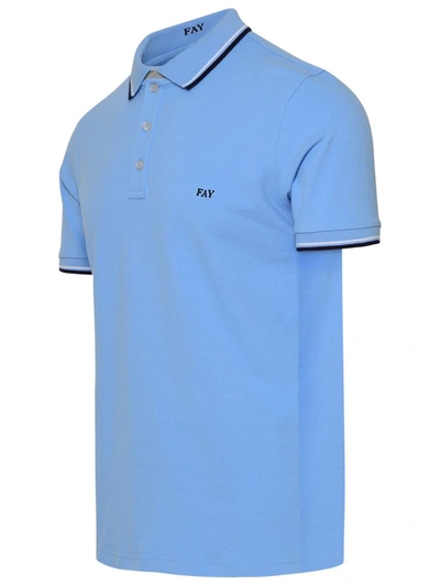 Shop Fay Polo Shirt In Light Blue Cotton