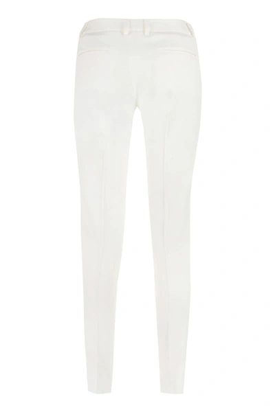 Shop Saint Laurent Stretch Wool Trousers In Panna