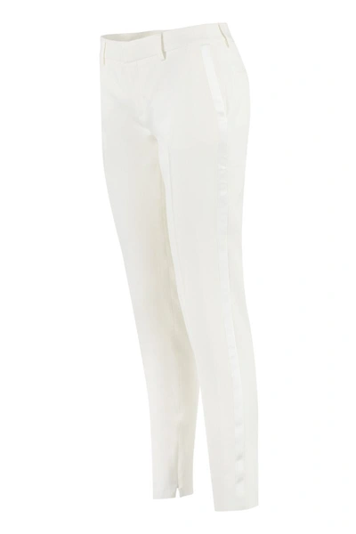 Shop Saint Laurent Stretch Wool Trousers In Panna