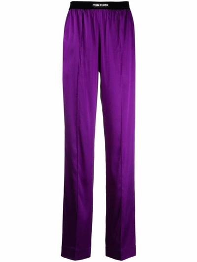 Shop Tom Ford Straight Trousers With Application In Pink &amp; Purple