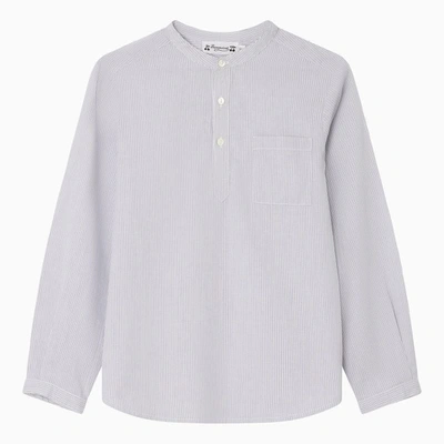 Shop Bonpoint Gray Striped Shirt In Grey