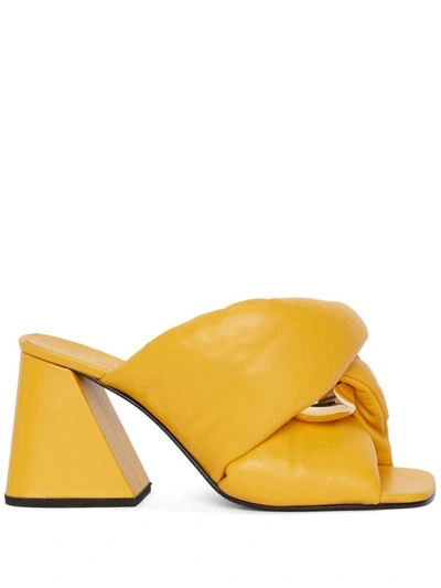 Shop Jw Anderson J.w. Anderson Twisted Heel Chian Sandal Shoes In 215 Yellow