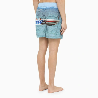 Shop Palm Angels Getty Speedyboat Printed Swim Boxer Shorts In Multicolor