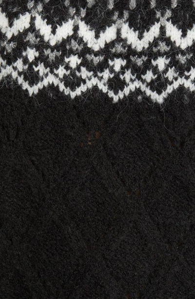 Shop Wit & Wisdom Fair Isle Pointelle Sweater In Black/ Off White