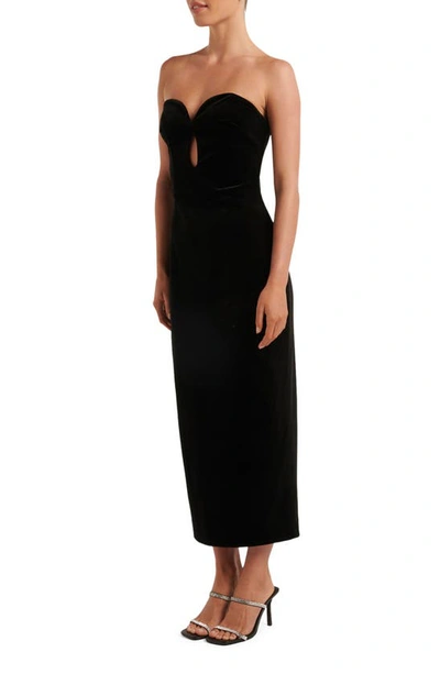 Shop Ever New Tori Teardrop Strapless Velvet Gown In Black