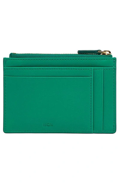 Shop Mcm Mode Travia Leather Card Case In Bosphorus