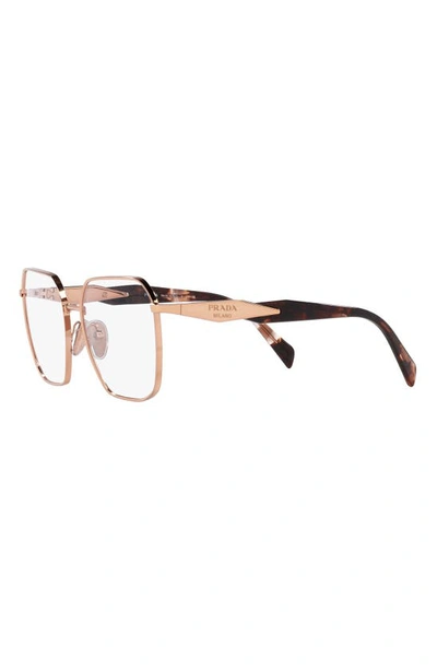 Shop Prada 54mm Square Optical Glasses In Pink Gold