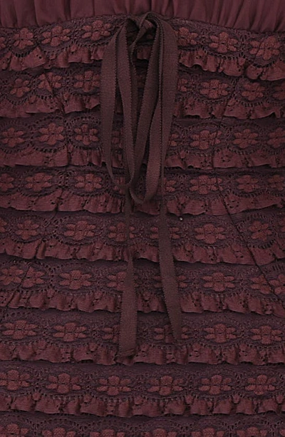 House Of Cb Marisa Ruffle Long Sleeve Tiered Minidress In Rich Brown