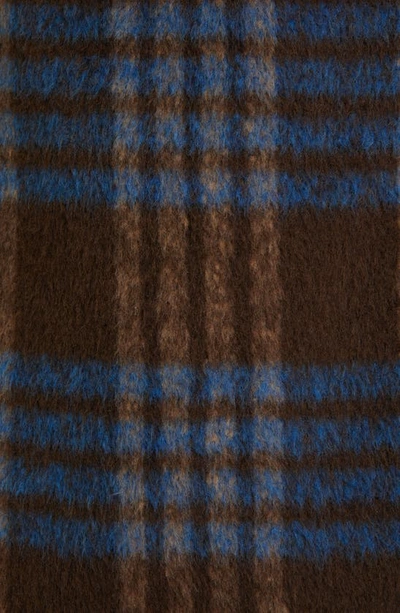 Shop Bcbgeneration Plaid Belted Longline Coat In Blue Brown Plaid