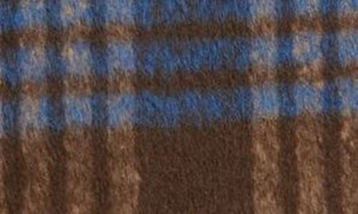 Shop Bcbgeneration Bcbg Plaid Belted Longline Coat In Blue Brown Plaid