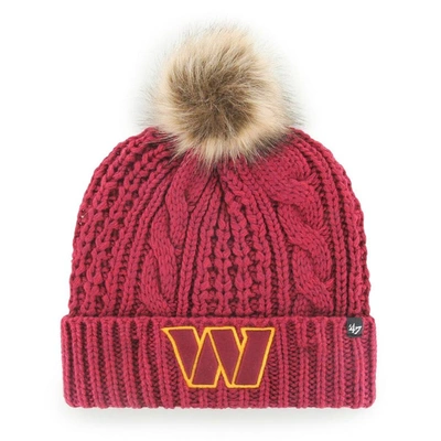 Shop 47 ' Burgundy Washington Commanders Logo Meeko Cuffed Knit Hat With Pom