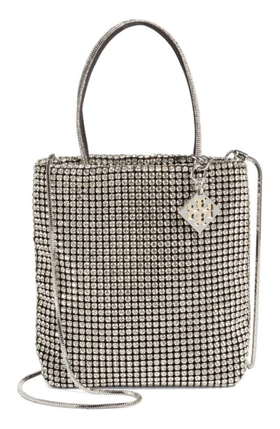 Tory Burch Key Item Crystal Embellished Top Handle Bag In Silver