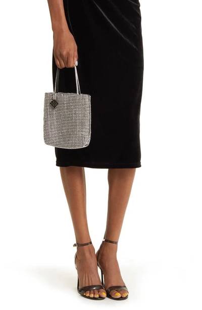 Tory Burch Key Item Crystal Embellished Top Handle Bag In Silver