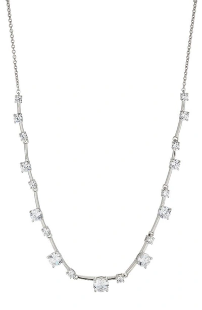 Shop Nadri Evelyn Frontal Necklace In Rhodium