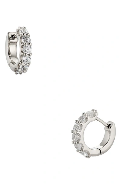 Nadri Perfect Cubic Zirconia Huggie Hoop Earrings In Rhodium