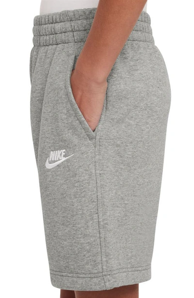 Shop Nike Kids' Club Fleece Shorts In Grey Heather / Grey/ White