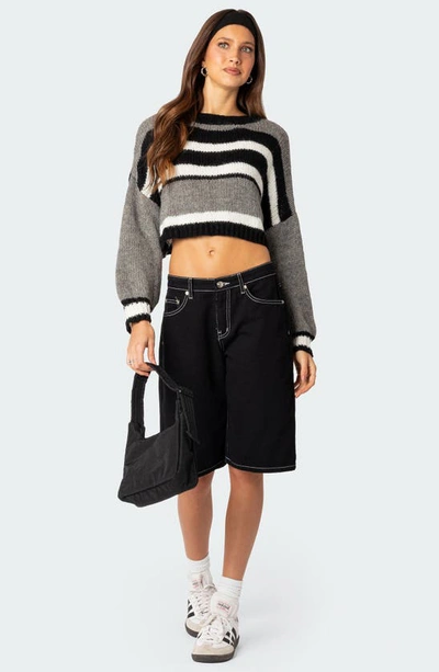 EDIKTED EDIKTED DON STRIPE CROP SWEATER 