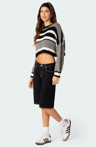 Edikted Don Stripe Crop Sweater In Mix